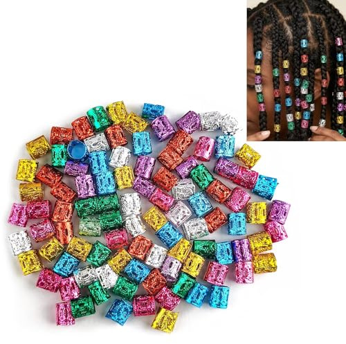 Aluminum Dread Locks, 100 Pcs Hair Jewelry For Braids, Hair Cuffs Dreadlock Accessories, Adjustable Hair Rings and Charms for Dreadlocks Braids, Beads Clip Decorations Accessories for Men Women