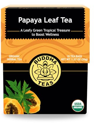 Buddha Teas Organic Papaya Leaf Tea - OU Kosher, USDA Organic, CCOF, 18 Bleach-Free Tea Bags