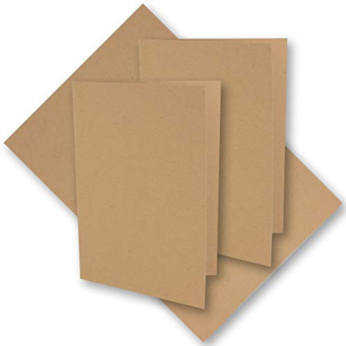 25x Vintage Kraftpapier Falt-Karten 105 x 148 mm - DIN A6 - sandbraun - Recycling - 300 g blanko Klapp-Karten - UmWelt by GUSTAV NEUSER