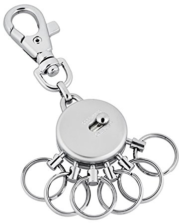 Jadani Schlüsselanhänger aus Metall - mit Karabinerhaken - 6 ausklinkbare Ringe