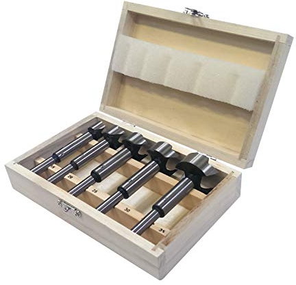5 tlg. Forstnerbohrer Satz 15-35 mm im hochwertigen Holzkasten Set