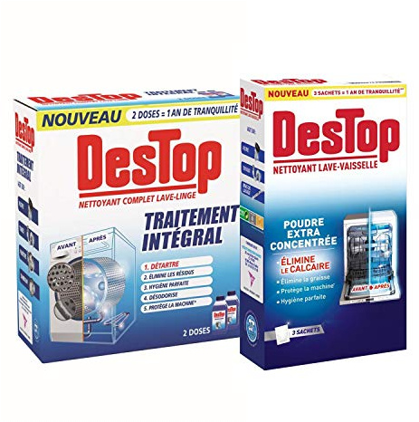 DESTOP Nettoyant Complet Lave-Linge + Nettoyant Lave-Vaisselle