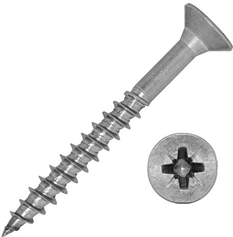 Spanplattenschrauben mit Senkkopf und Kreuzschlitz (Z) 4x50/30 mm aus Edelstahl A2 (100 Stück) | Holzschrauben - Universalschrauben - Schrauben von MESAROS®