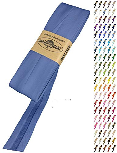 Sandras-Bastelladen Schrägband/Einfassband Baumwolle Uni gefalzt 5m x 20mm 237-Jeansblau