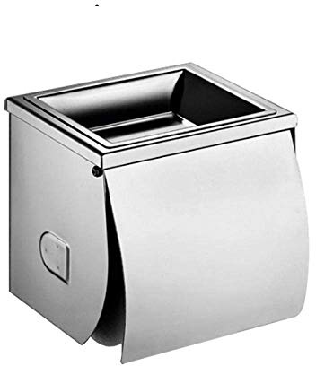 Panduo Stainless Steel Bathroom Square Shape Toilet Paper Holder Wall Mounted Tissue Box Holder with Ashtray Phone Shelf Holder