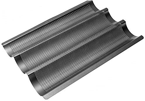 Asalinao Baguette Backblech, Antihaft-Baguettetablett, Baguetteform zum Backen, 38,5 x 28 x 4 cm (Schwarz)