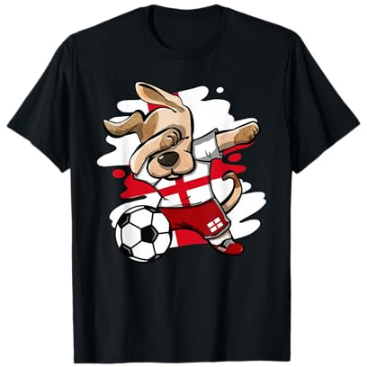Dabbing Dog England Soccer Fans Jersey English Flag Football T-Shirt