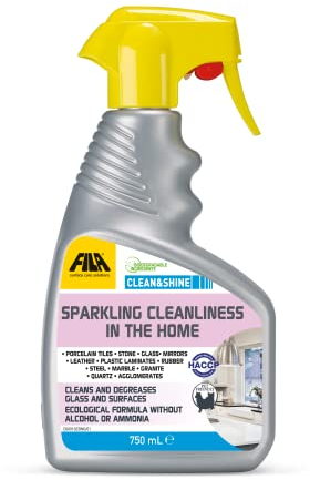 FILA Surface Care Solutions, CLEAN&SHINE, All Purpose Cleaner, Mirror, Glass and Window Cleaner, Multi Surface Cleaning Spray, Use It on Wood and Iron, 750ml