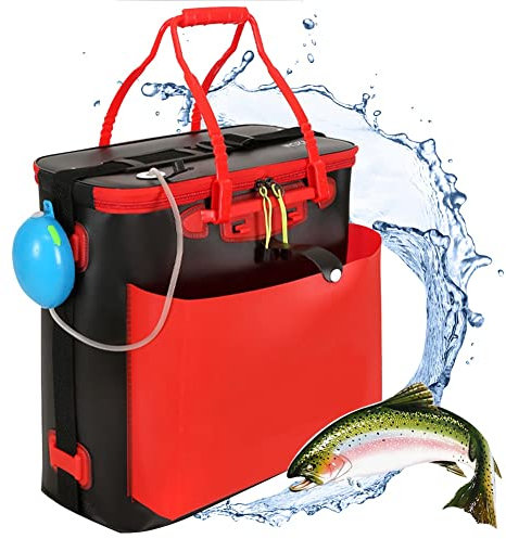 DYK&NX wasserdichte Angel Tasche, Multifunktionaler Behälter Für Lebende Angelköder, Tragbarer Angeleimer, Eva Spinntasche Mit Tragegriff Schultergurt, Für Bootsangeln Spinnfischen (Size : 42)