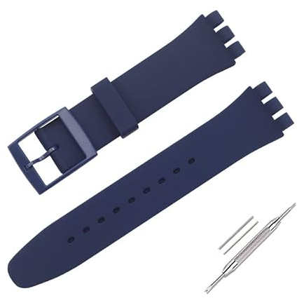 OLXIYOC Watch Strap for Swatch, Silicone Waterproof Watch Strap (20mm, Navy blue)