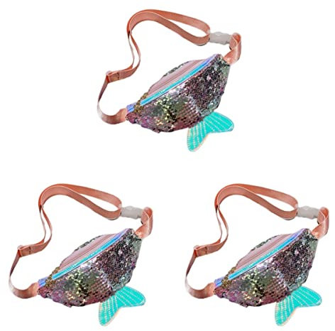 VALICLUD 3st Bauchtasche Kindergürtel Mode Hüfttasche Gürteltasche Glitzer-umhängetasche Mit Verstellbarem Gürtel Umhängetaschen Für Damen Schultertaschen Fräulein Zubehörtasche