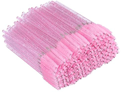 G2PLUS 200 PCS Disposable Eyelash Brushes Spoolies: Pink Crystal | Mascara Wands Applicator for Eyelash Extensions
