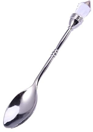 Kichvoe Stainless Steel Spoon Retro Spoons Crystal Coffee Spoons Decorative Tea Spoons Vintage Teaspoons Dessert Spoons Stirring Spoons Ice Tea Spoons for Home Cafe Mixing Spoons