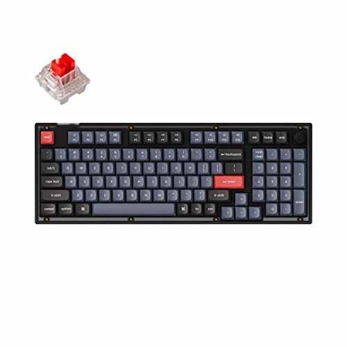 Keychron V5 QMK/VIA Mechanische Tastatur mit knob, Hot-Swappable, 96% Layout, Custom Programmable Macro, 1000 Hz, Keychron K Pro Red Switch, Hintergrundbeleuchtung RGB, PBT Keycaps für Mac Windows