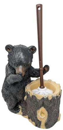 WC-Bürsten-Set, rustikaler Bär, dekorativer Halter und Bürste für Hüttenhütten, Badezimmer, Dekoration
