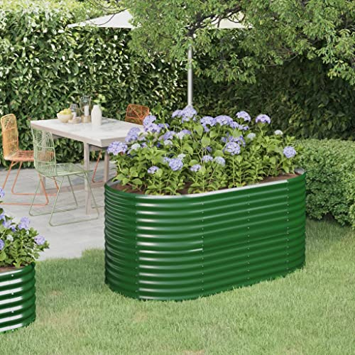 puraday Hochbeete Für Garten 152x80x68 cm Blumenkasten Pflanzkasten Terrasse Pflanzkübel Gemüsebeet Kräuterspirale XXL Hochbeet Metall Hochbeet Stahl Hochbeet Groß XXL Gartenbeet Grün
