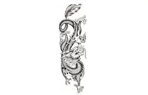 2 PCS Les Autocollants De Tatouage À Base De Plantes Personnalisés En Dégradé De Demi-Bras De Dragon Chinois Apparaissent Lentement Semi-Permanents Ne Peuvent Pas Être Lavés Sans Réflexion
