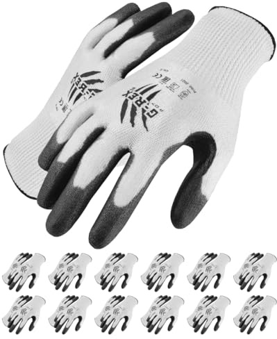 G-REX - P 07 / Montage-Handschuhe Schnittschutz/Größe 10, 12 Paar/Weiß/Weiss/Montagehandschuhe/Schnittfeste Handschuhe Arbeitshandschuhe