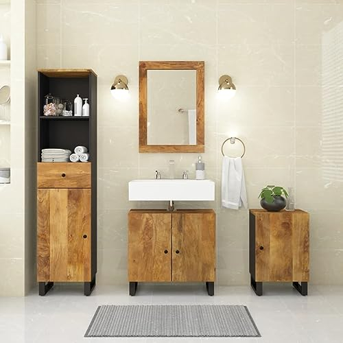 INLIFE 4-TLG. Badmöbel-Set Massivholz Mango,59,16 KG,3200644