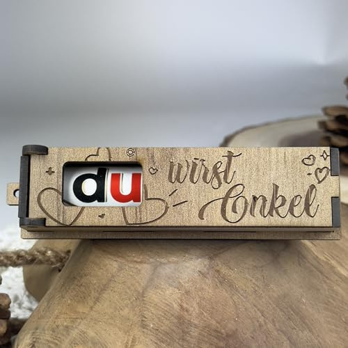 Urhome Geschenkbox Du wirst Onkel Überraschung mit Duplo Schokoriegel - Herzen Überraschungsbox mit Spruch Gravur inkl. Schokolade Riegel - Schwangerschaft verkünden Geschenk graviert