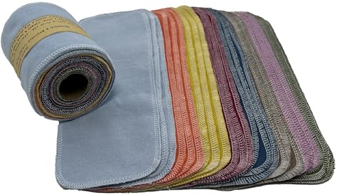 BEECO GIF2U Serviettes en papier réutilisables pour toilettes, rouleau de 24 pièces, chiffon en coton lavable et absorbant, serviettes de bidet en papier, fournitures de nettoyage multifonctionnelles