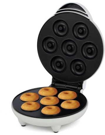 XoTiq Mini Donut Maker, Home Donut Maker for Making 7 Donuts, Non-Stick and Double Sided Heating, Great for Kids for Breakfast Dessert, Breakfast or Snack, Electric Donut Press