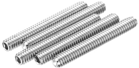 sourcing map Gewindestifte mit Innensechskant, 1/4-50,8 x 5,1 cm, 304 Edelstahl, Flachspitze, Gewindestift für Türgriffe, Reparatur, 5 Stück