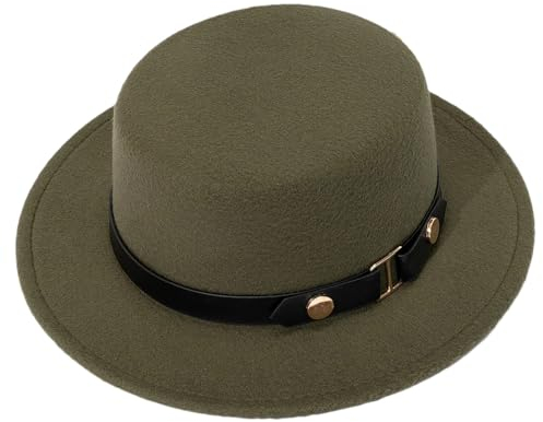 Dvbfufv Damenhut für Herbst und Winter, Fedoras, Vintage-Stil, Wollmischung, Jazz-Hut, Armee EN8, 7