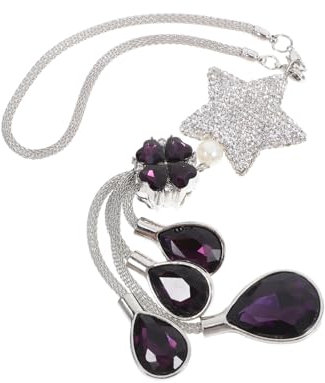 Mikinona Car Hanging Pendant Elegantes Ornament Für Rückspiegel Strass Zur Innenraumdekoration Installieren Tiefvioletter Vierblättriger Kleeblatt-wassertropfen Perfektes Autozubehör