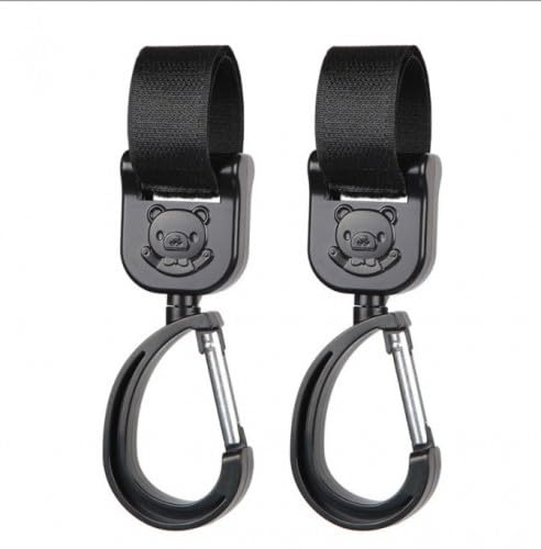 Crochets Poussettes Multifonctions, Clips Mousquetons pour Accrochez, Baby Stroller Clips Universal, Pack de 2 Crochets Pour Attache Poussette pour Fauteuil Roulant,Sacs et Cabas sur un Landau