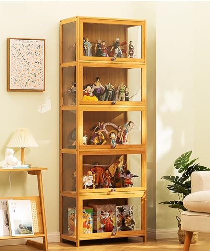 Pounjsd Acryl-Sammlungsvitrine, Glasvitrine stehend, Glas Acryl vitrine, Kuriositätenschränke mit Glastüren, multifunktionale staubdichte Acryl-Vitrine, Standvitrine Bücherregal für Sammlerstücke