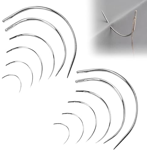 QFEHTHSK 12-pack böjda nålar, böjda synålar, gör-det-själv-sytillbehör, syverktyg, böjda nålar, typ C böjda nålar