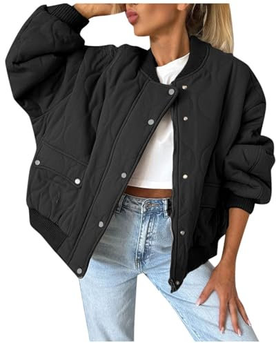 Fleeceweste Für Damen Damen Crop Bomberjacke Baseball-Kragen Jacken Casual Jacke Fliegerjacke Bomber Jacket Übergangsjacke Freizeitjacke Mit Zip Winterjacken Damen Sommerjacken Damen Female Blazer