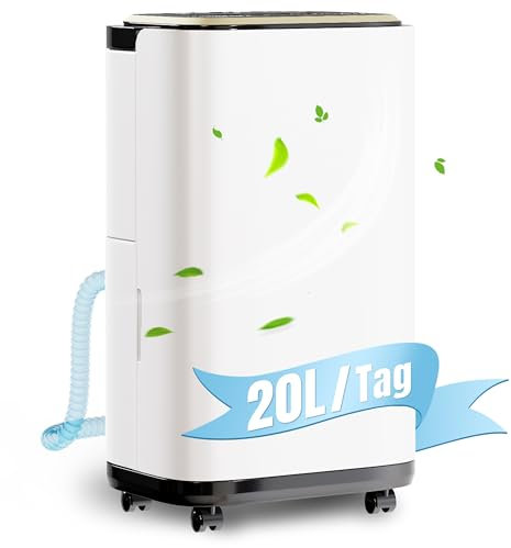 TRIUMPHKEY Deumidificatore Casa Muffa 20L/Giorno, Timer 24 Ore, Asciugabiancheria, Tanica Estraibile, drenaggio continuo, Portatile Elettrico Assorbiumidita, per Camera da Letto, Cantina, Lavanderia