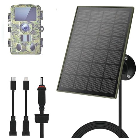 1 panneau Solaire 3W/5V,Compatible avec les caméras de chasse 3G/4G,batterie 6000mAh,Type-C/Micro-USB/DC,IP66,Convient aux caméras de chasse sur le terrain,Appareils photo pour mangeoires à oiseaux