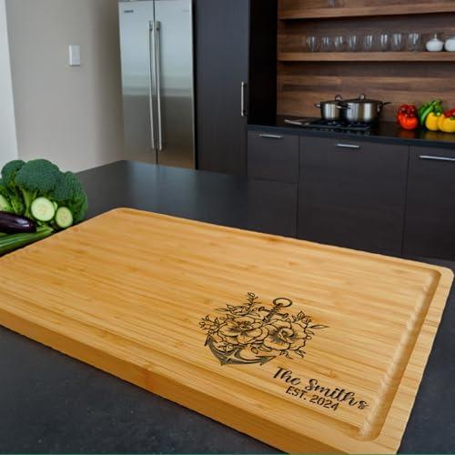 Personalized Cutting Board | personalized charcuterie board | Bamboo Cutting Board | custom cutting boards wood engraved | anchor wedding Gift | Gift Idea for Bridal Shower & Housewarming Gift