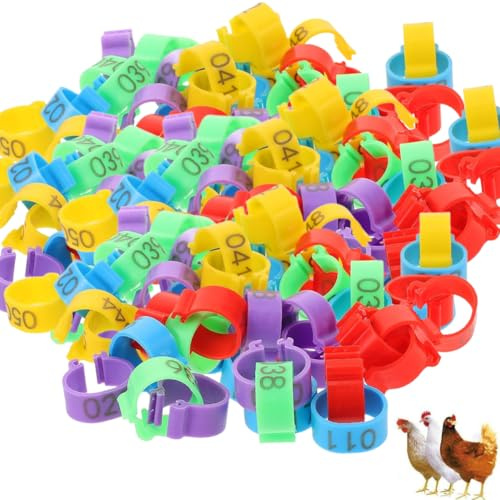 50 Stück Geflügel Fußringe, Hühnerringe Hähnchen Beinringe Geflügel Band, Mischen Farben Einstellbar Geflügel Beinringe Identifikation für Gamefowl Truthahn Ente Gans Guine