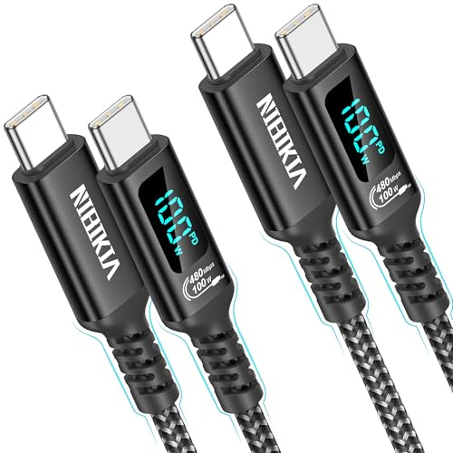 NIBIKIA USB C Kabel 1M 2Stück 100W Schnellladekabel USB C auf USB C Kabel | LED Display PD 3.0 USBC ladekabel für iPhone 17 16 15 Pro Max, Samsung Galaxy S25/S24/S23, iPad Pro MacBook Air Tablets usw