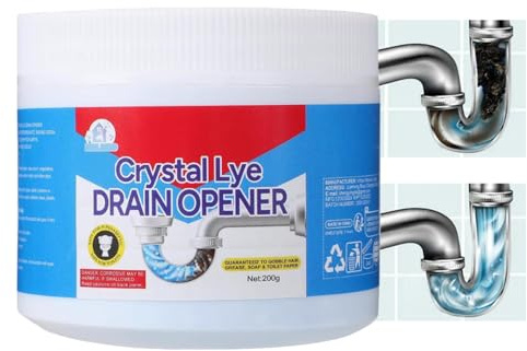 Crystal Lye Drain Opener, Mehrzweck-Rohrreiniger, Abflussreiniger-Pulver, Befreit Abflüsse In Bad Und Küche, Abflüsse Und Duschrohre, Für Bad Und Küche,260 G