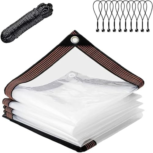 Teloni trasparenti impermeabili più spessi da 4x6 piedi, telo di plastica trasparente con occhielli, telo in vinile PVC trasparente per piante da esterno, giardino, pollaio, patio, lettiera per gatti