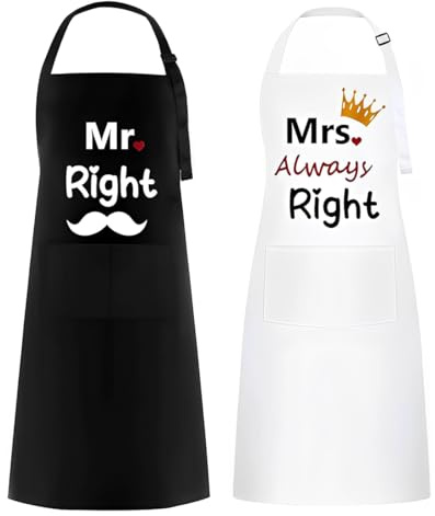 NJCXOLA Mr. & Mrs. Grembiule da cucina impermeabile, Divertenti Grembiule per Coppie, per compleanno, matrimonio, San Valentino
