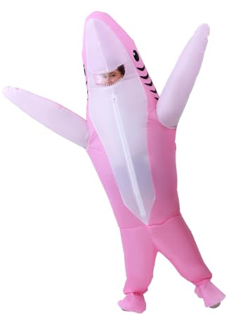 Inflatable Shark Costume Adult Inflatable pink shark Costumes Adult Size Full Body Blow up Costumes for Adults Women Men Inflatables Fancy Funny Suit for Halloween Christmas Carnival Party