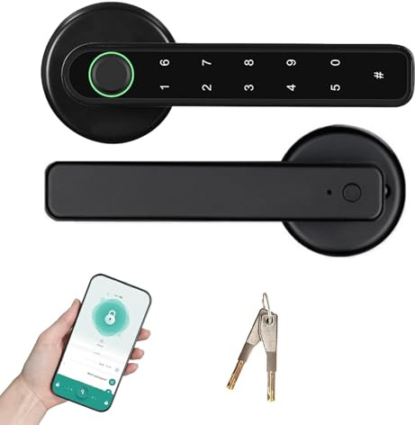 Serratura Intelligente per Porta, Maniglia Della Porta Con Impronta Digitale Serratura Elettrica con Tastiera Touch maniglia Intelligente Automatica con Controllo APP Sblocco Remoto