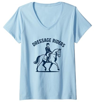 Womens Horseback Dressage Rider Silhouette for Riders V-Neck T-Shirt