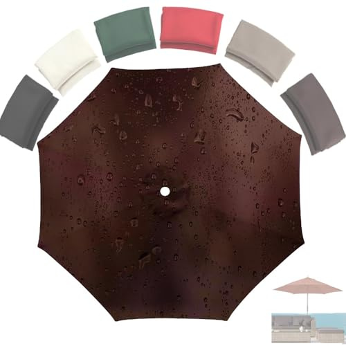 Ersatz-Terrassenschirm, 3 m, wasserdicht, Marktschirm, obere Abdeckung, 8 Rippen, Outdoor-Sonnenschirm, Ersatzstoff für den Hof (Kaffeefarben)