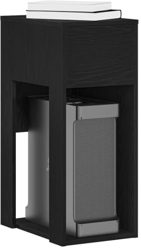 Armario para ordenador con cajón, color negro, 30 x 44 x 74 cm, robusto armario de madera para ordenador de sobremesa para oficina en casa, escritorio de juegos, con mucho espacio de almacenamiento y
