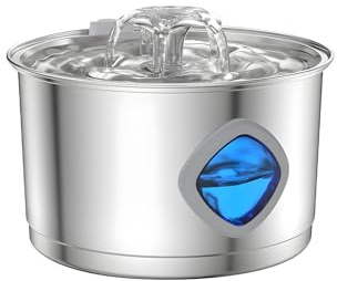 AOSAIXIS Fontaine À Eau en Acier Inoxydable, Fontaine D ' pour Animaux De Compagnie 2, 8 L Chats Et Chiens ' Intérieur, Bol ' Chien Capacité, Source ' avec Tamisage À Plusieurs