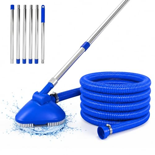 Poolsauger Bodensauger, Pool Sauger mit 4 m Verdickter Edelstahl Schlauch, Pool Staubsauger für Poolboden, Poolreiniger Bodensauger mit Poolbürste, Pool Zubehör Reinigung, Manuelle Poolsauger Boden、A