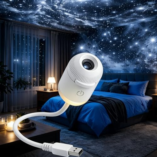 Galaxy Projector,2-in-1 Galaxy Projector Night Light,360° Adjustable LED Space Galaxy Lamp,Warm and Soft Milky Way Mood Lighting,HD Image Star Projectors for Bedroom Hallway Ceiling Decor (12 Modes)