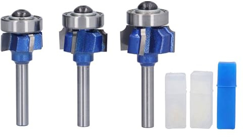 Cloimei Set di frese per punte tonde angolari professionali, 3 pezzi, fresa per la lavorazione del legno con 4 taglienti, gambo da 6 mm, R1 R2 R3, per fresatrice verticale, fresatr